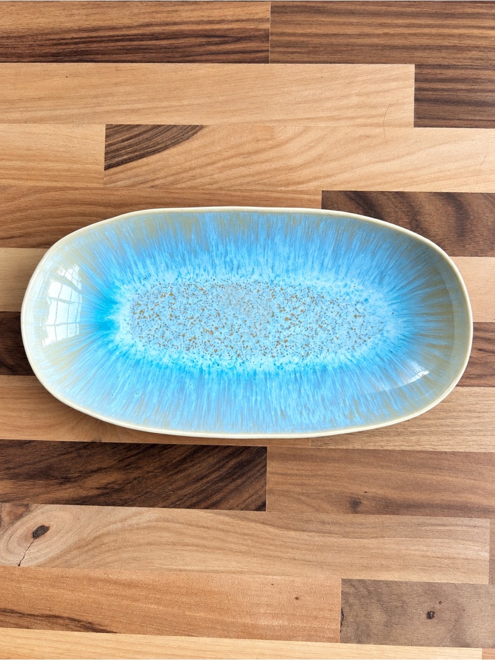 Casa Bianca by Casanova Italy Blue Reactive Glaze Oval Serving Platter 10”
